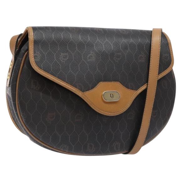 DIOR Honeycomb Canvas Shoulder Bag Pvc Black Gold - Picture 1 of 13